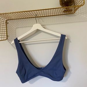 Textured Scoop Aerie Blue Bikini Top